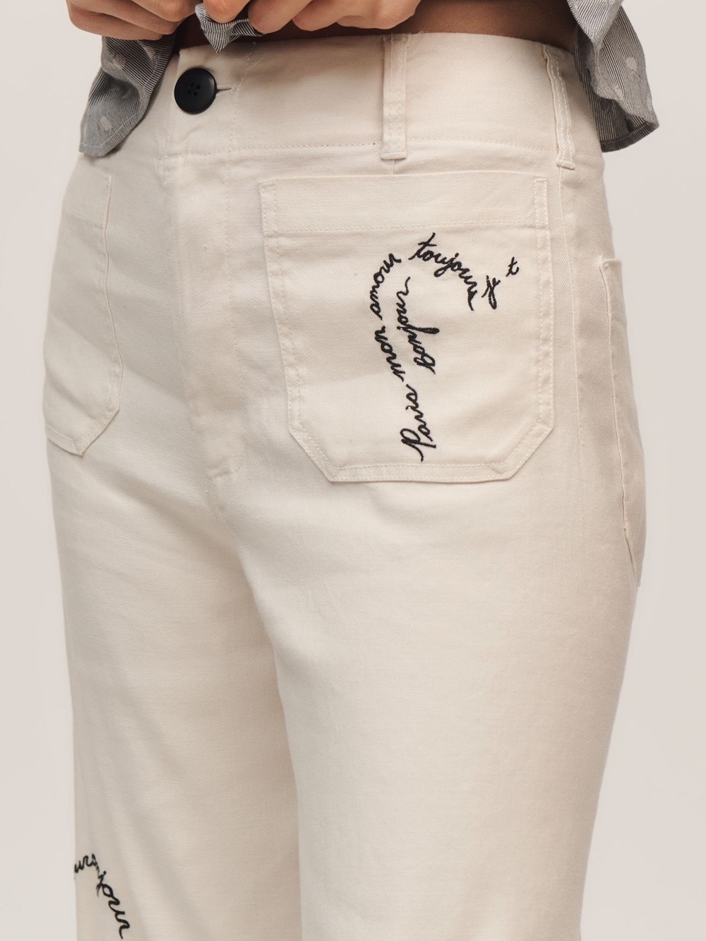 Maeve Collette Linen-blend Crop French Love Notes Pants NWT SOLD OUT - Picture 4 of 5